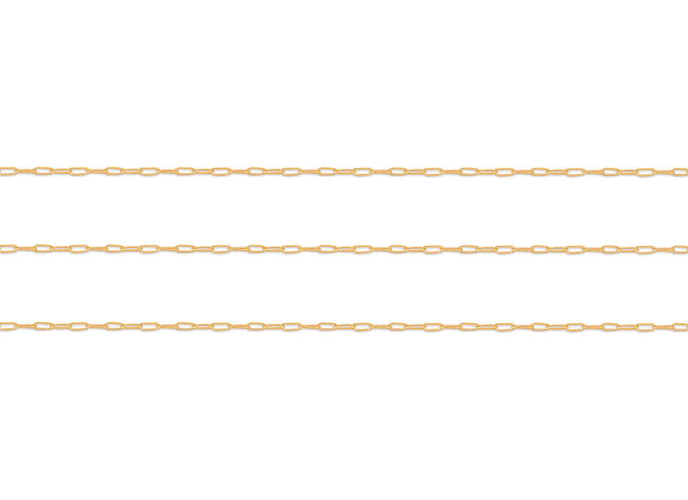 Gold paper-clip chain on a white background