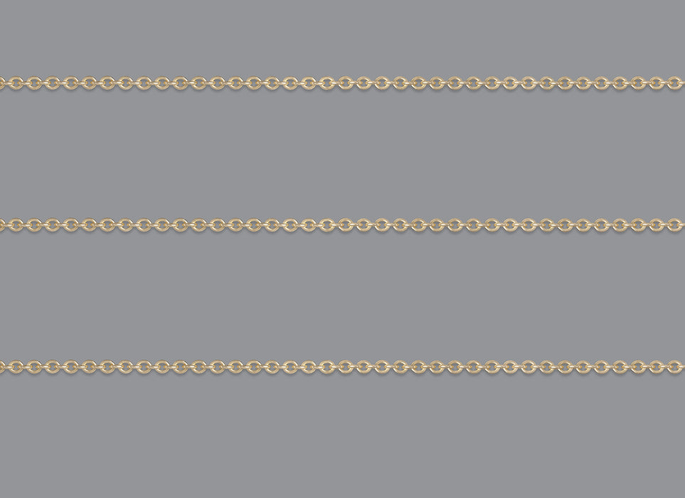 1.2mm x 1.4mm Cable Chain in Yellow, White or Rose Gold from RIVA Precision
