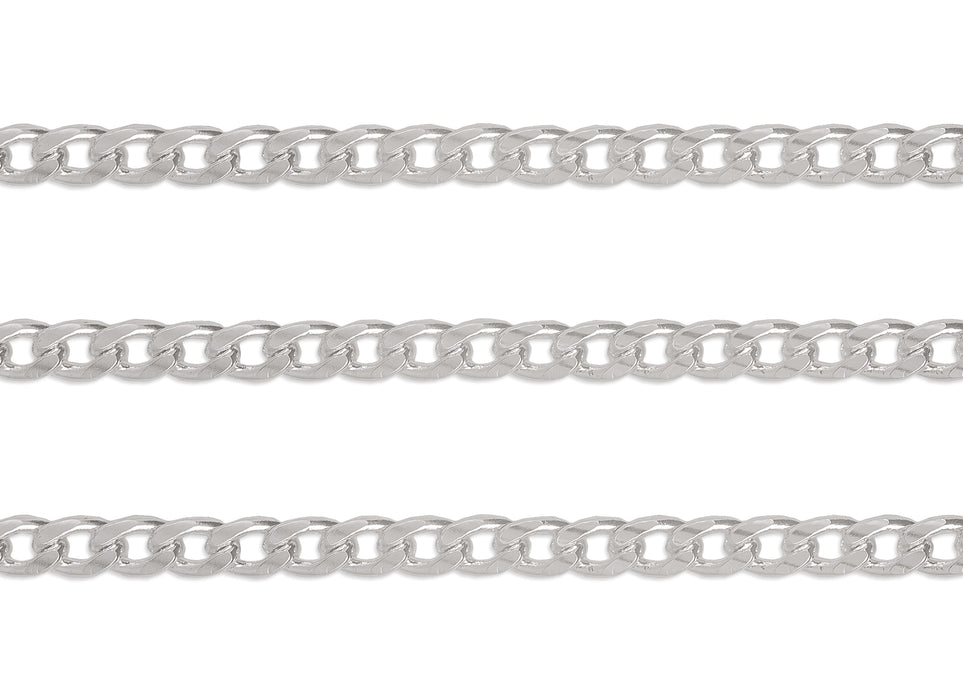 4.3mm Curb Chain By the Inch  Sterling Silver Necklace Jewelry Riva Ethical Bulk Made in USA, Brooklyn NY