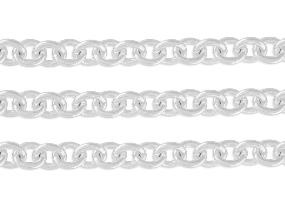 7.65mm Cable Chain By the Inch Sterling Silver Necklace Jewelry Riva Ethical Bulk Made in USA, Brooklyn NY