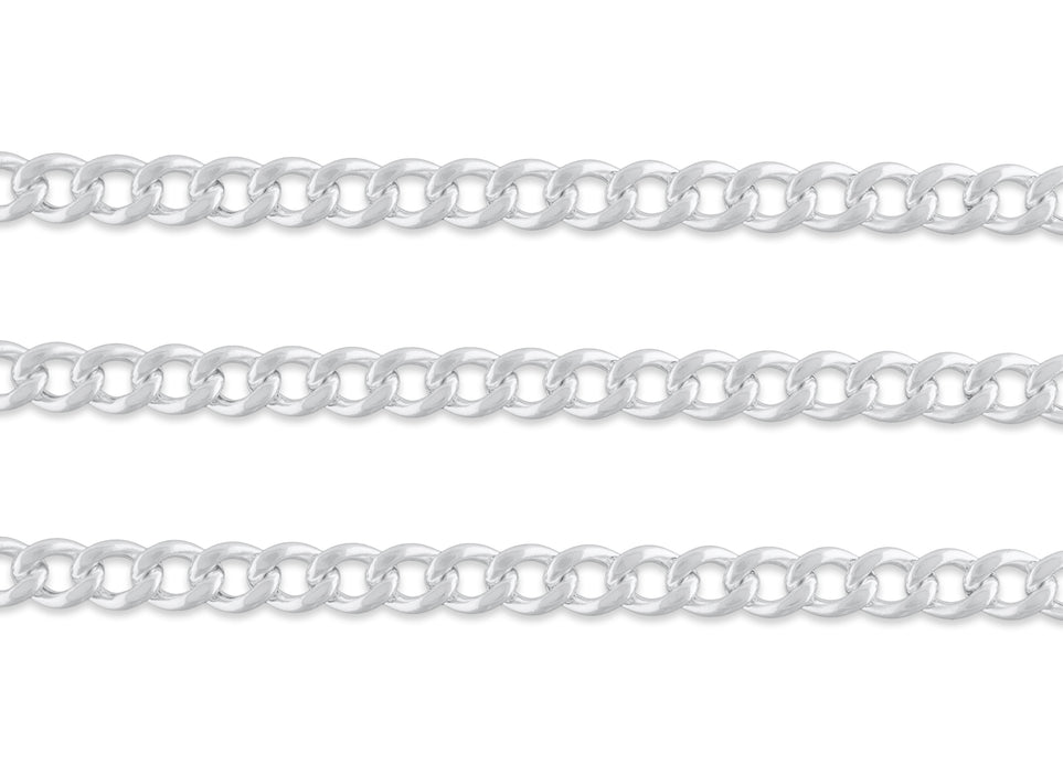 7.96mm, 8mm Curb Chain By the Inch Sterling Silver Necklace Jewelry Riva Ethical Bulk Made in USA, Brooklyn NY