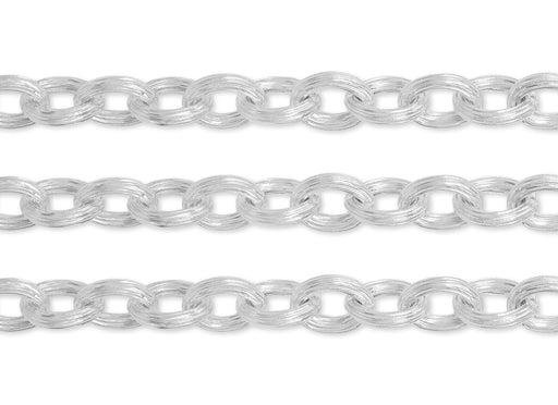 9.25mm, 9.3mm Textured Cable Chain By the Inch Sterling Silver Necklace Jewelry Riva Ethical Bulk Made in USA, Brooklyn NY