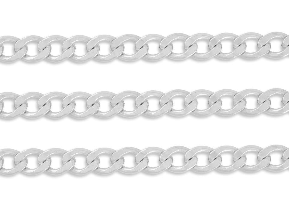 9.8mm , 10mm Curb Chain By the Inch Sterling Silver Necklace Jewelry Riva Ethical Bulk Made in USA, Brooklyn NY