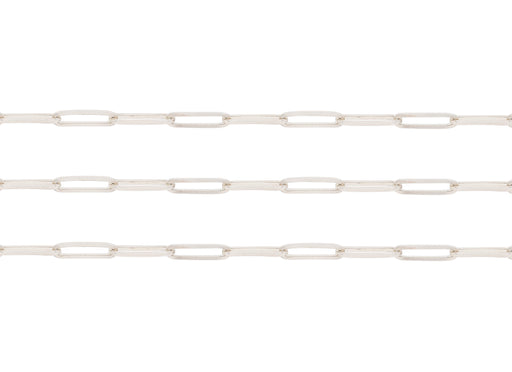 Sterling Silver paperclip chain on a white background