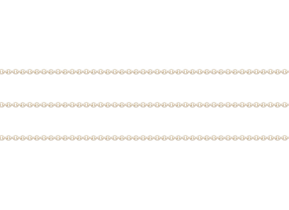 Silver rolo chain on a white background