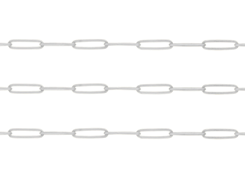 3.8mm Rounded Elongated Paper Clip Sterling Silver Chain By the Inch
