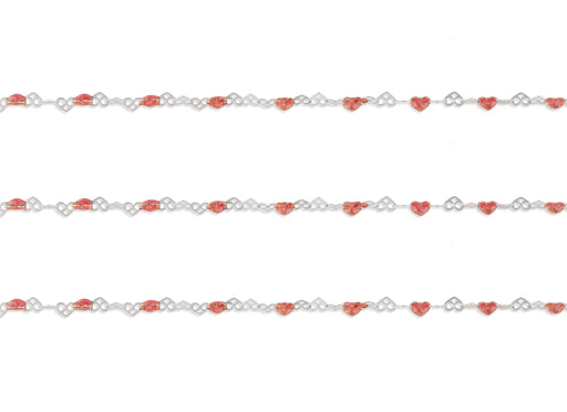 Chain with heart-shaped charms on a white background