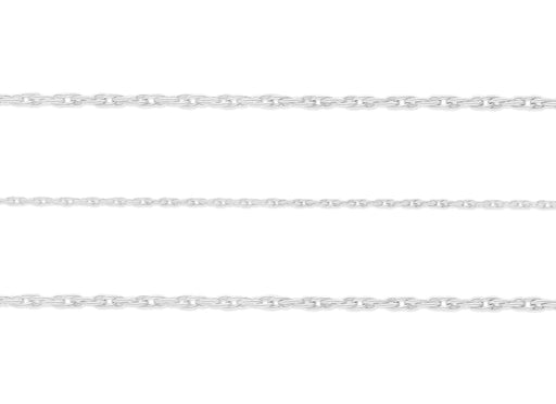 Multiple sterling silver rope chains laid out in parallel against a white background.