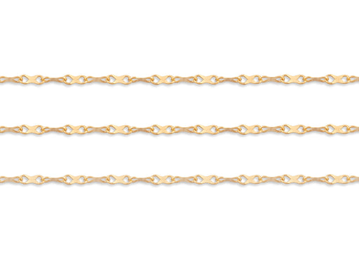 Gold hammered chain on a white background