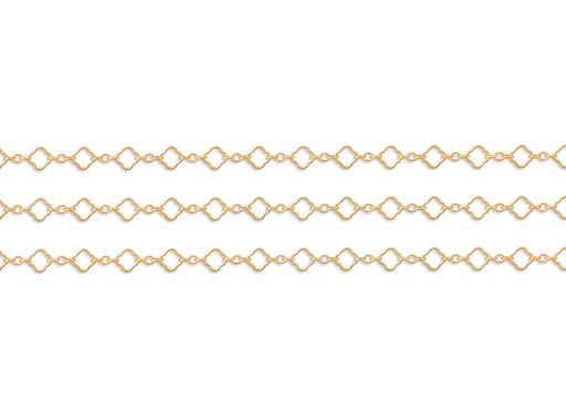 Gold chain with geometric design on a white background