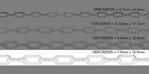 7.9mm, 8mm Flat Paper Clip Chain By the Inch Sterling Silver Necklace Jewelry Riva Ethical Bulk Made in USA, Brooklyn NY