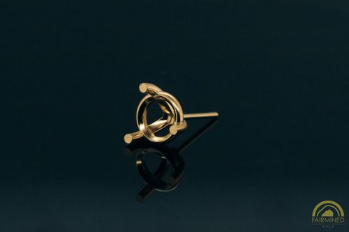 Photo of 7mm Round 3-Prong Fairmined Gold Stud Earring Mounting from RIVA Precision