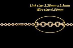 2.28mm Cable Chain in Fairmined Gold By the Inch