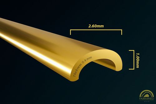 Specifications of 2.60mm x 1.00mm Channel Wire 14K Fairmined Yellow Gold from RIVA Precision