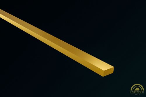 Rendering of 2.00mm x 0.90mm Flat Wire in Fairmined Yellow Gold from RIVA Precision