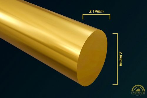 Specifications of Rendering of 2.80mm x 2.14mm Oval Wire in Fairmined Yellow Gold from RIVA Precision
