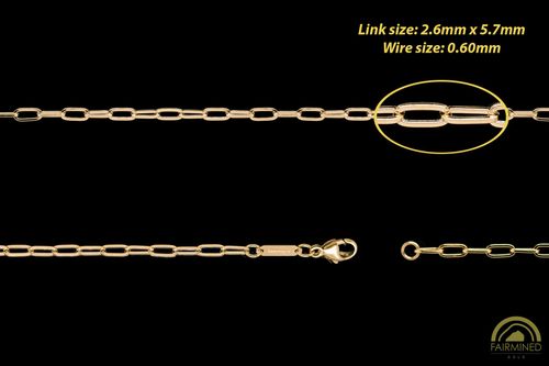 2.6mm Flat Paper Clip Chain in Fairmined Gold