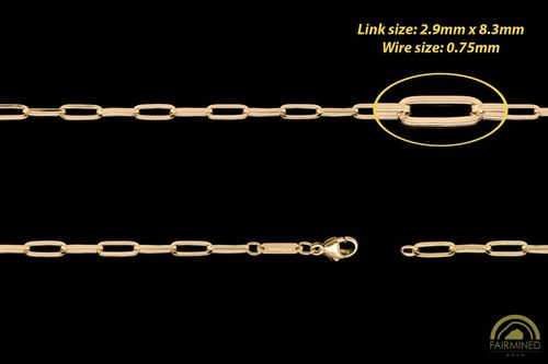 2.9mm Flat Paper Clip Chain in Fairmined Gold