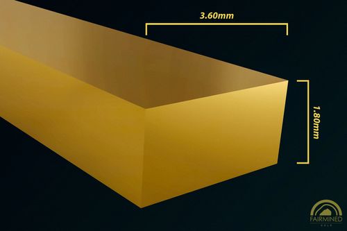 Specifications of 3.60mm x 1.8mm Flat/Rectangular Wire in Fairmined Yellow Gold from RIVA Precision