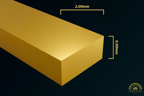 Specifications of 2.00mm x 0.90mm Flat Wire in Fairmined Yellow Gold from RIVA Precision
