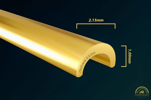 Specifications of Rendering of 2.15mm x 1.00mm Channel Wire in Fairmined Yellow Gold from RIVA Precision