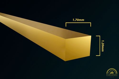 Specifications of 1.70mm x 1.20mm Rectangular Wire in Fairmined Yellow Gold from RIVA Precision
