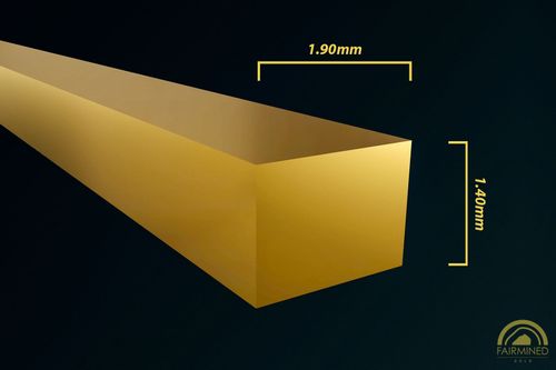 Specifications of 1.90mm x 1.40mm Rectangular Wire in Fairmined Yellow Gold from RIVA Precision