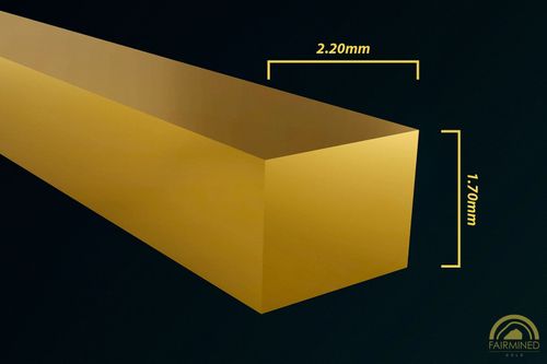 Specifications of 2.20mm x 1.70mm Rectangular Wire in Fairmined Yellow Gold from RIVA Precision