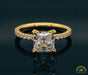 Photo of Princess Cut Diamond Pavé Engagement Ring Semi-Mount in Fairmined Yellow Gold from RIVA Precision