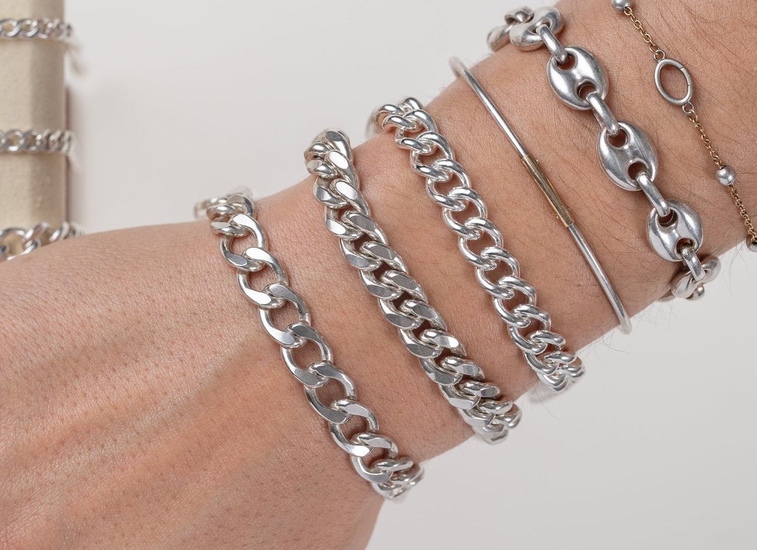 Silver chains on wrist - chain all collection