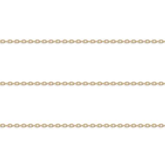 Gold 0.9mm cable chain on a white background