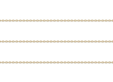 Gold 0.9mm cable chain on a white background