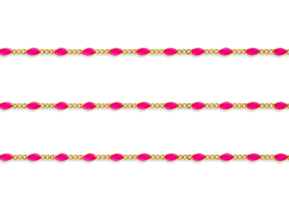 1.97mm Pink Enamel Mixed-Link Chain By the Inch