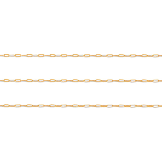 Gold paper-clip chain on a white background