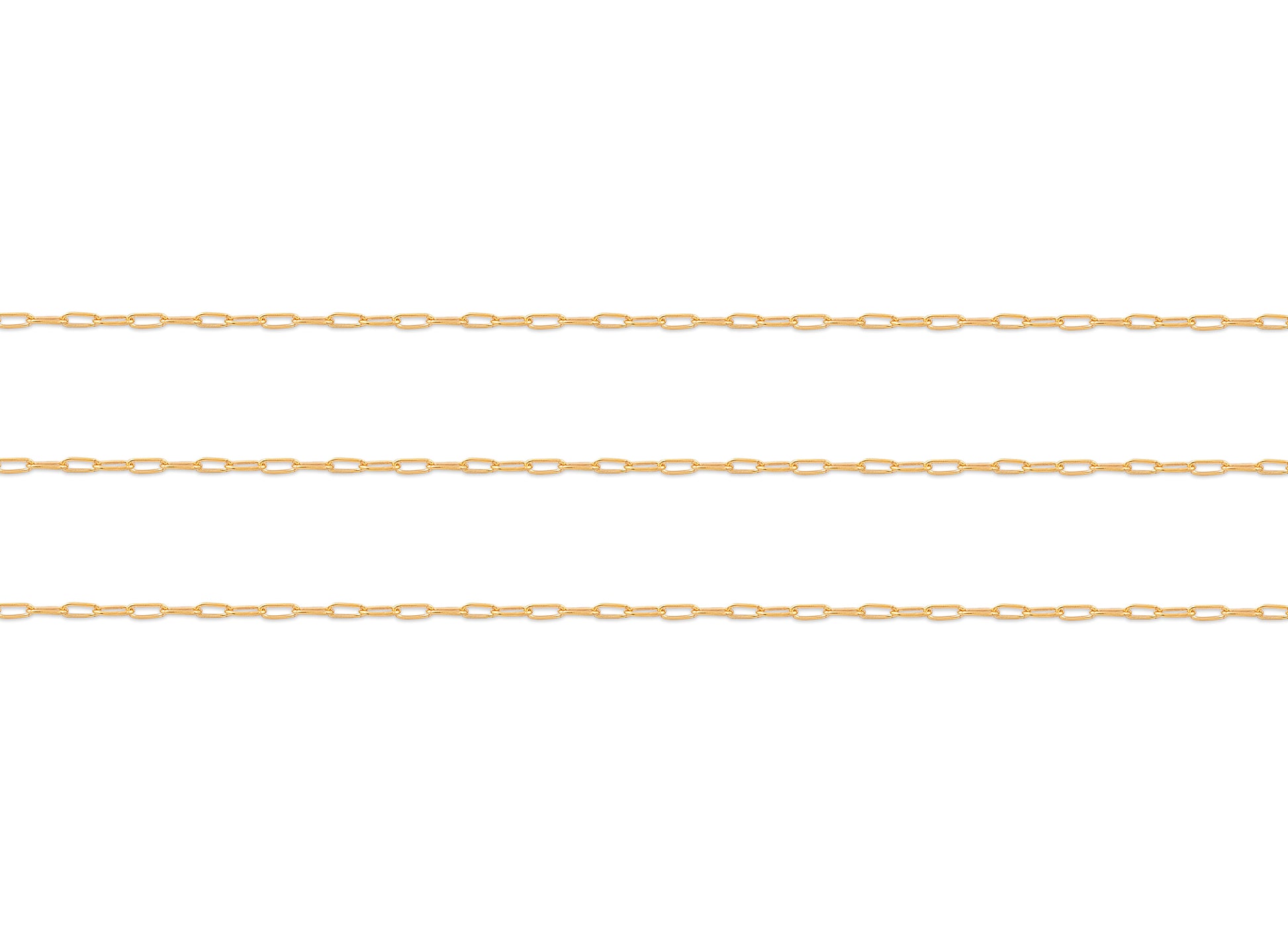 Gold paper-clip chain on a white background
