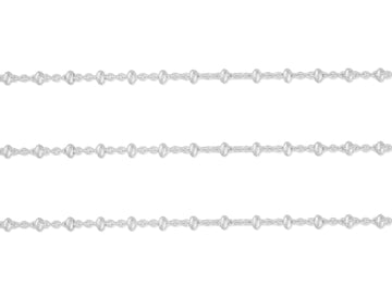 A close-up image of a sterling silver cable chain with 2.11mm x 1.67mm links, spaced with 3mm beads.