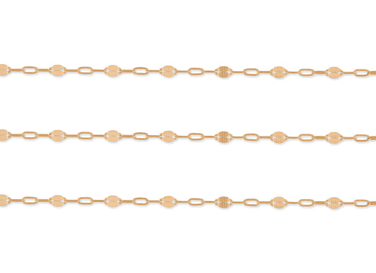 5.25mm Hammered Paper-Clip Chain By the Inch