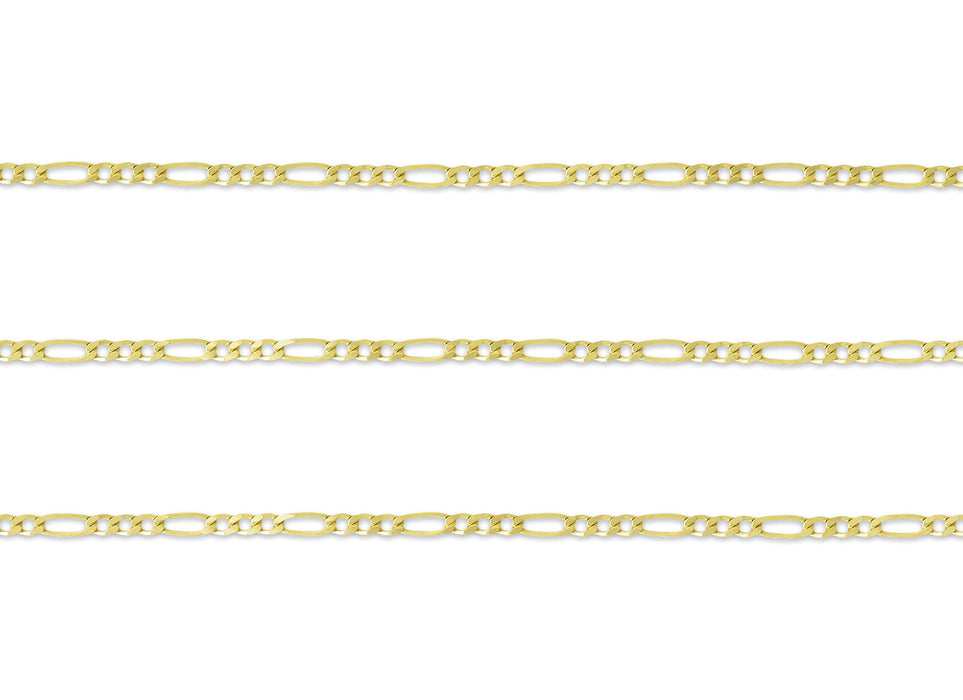 1.5mm Diamond Cut Figaro Chain By the Inch