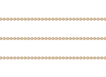 Gold 1.6mm cable chain on a white background