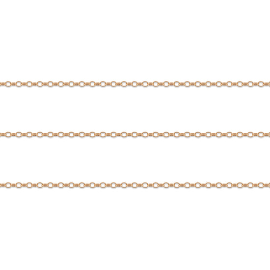 Gold 1.8mm rolo chain on a white background