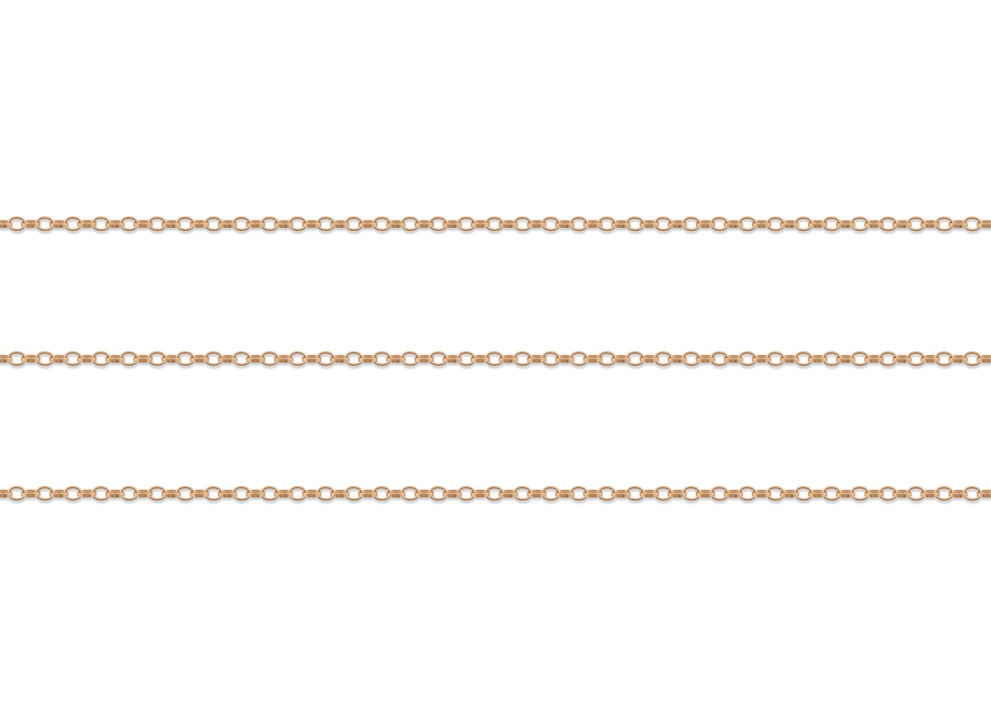 Gold 1.8mm rolo chain on a white background