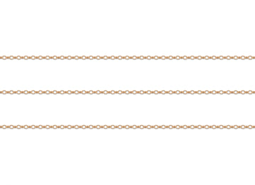 Gold 1.8mm rolo chain on a white background