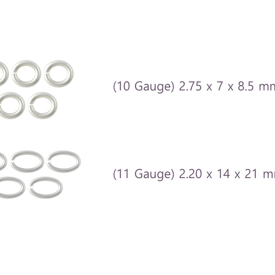 Two sets of jump rings with gauge and dimensions RIVA Precision 
