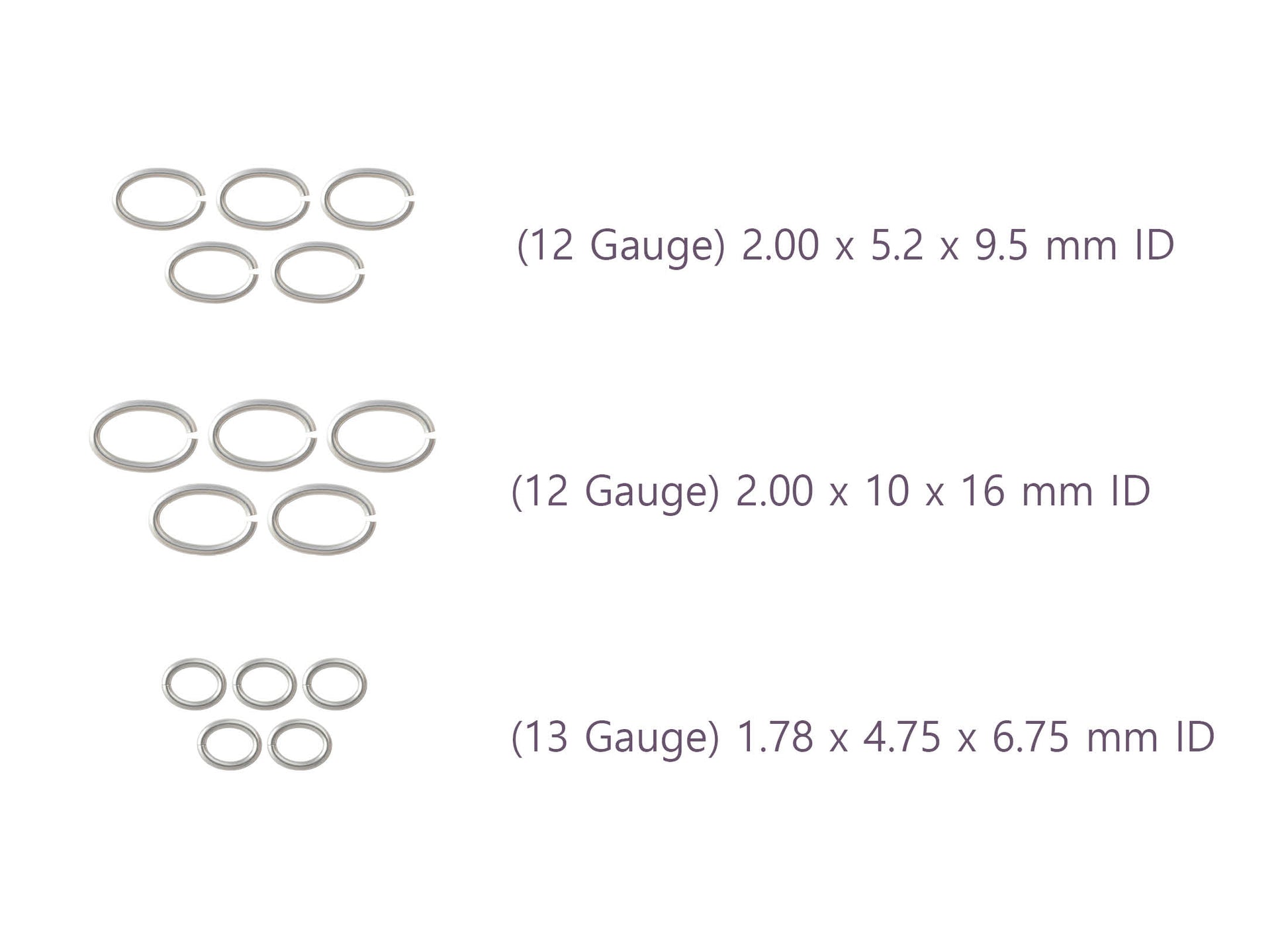 Illustrations of jump rings with dimensions labeled RIVA Precision 