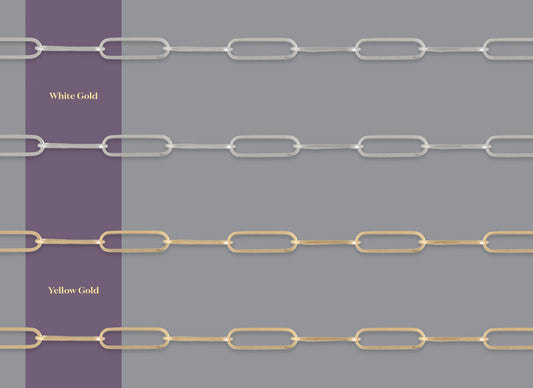 RIVA 2.1mm x 7.6mm paperclip chain By the Inch in recycled gold