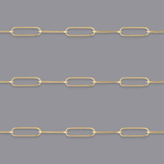 RIVA 2.1mm x 7.6mm paperclip chain By the Inch in recycled gold