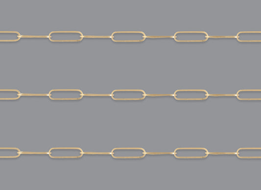 RIVA 2.1mm x 7.6mm paperclip chain By the Inch in recycled gold