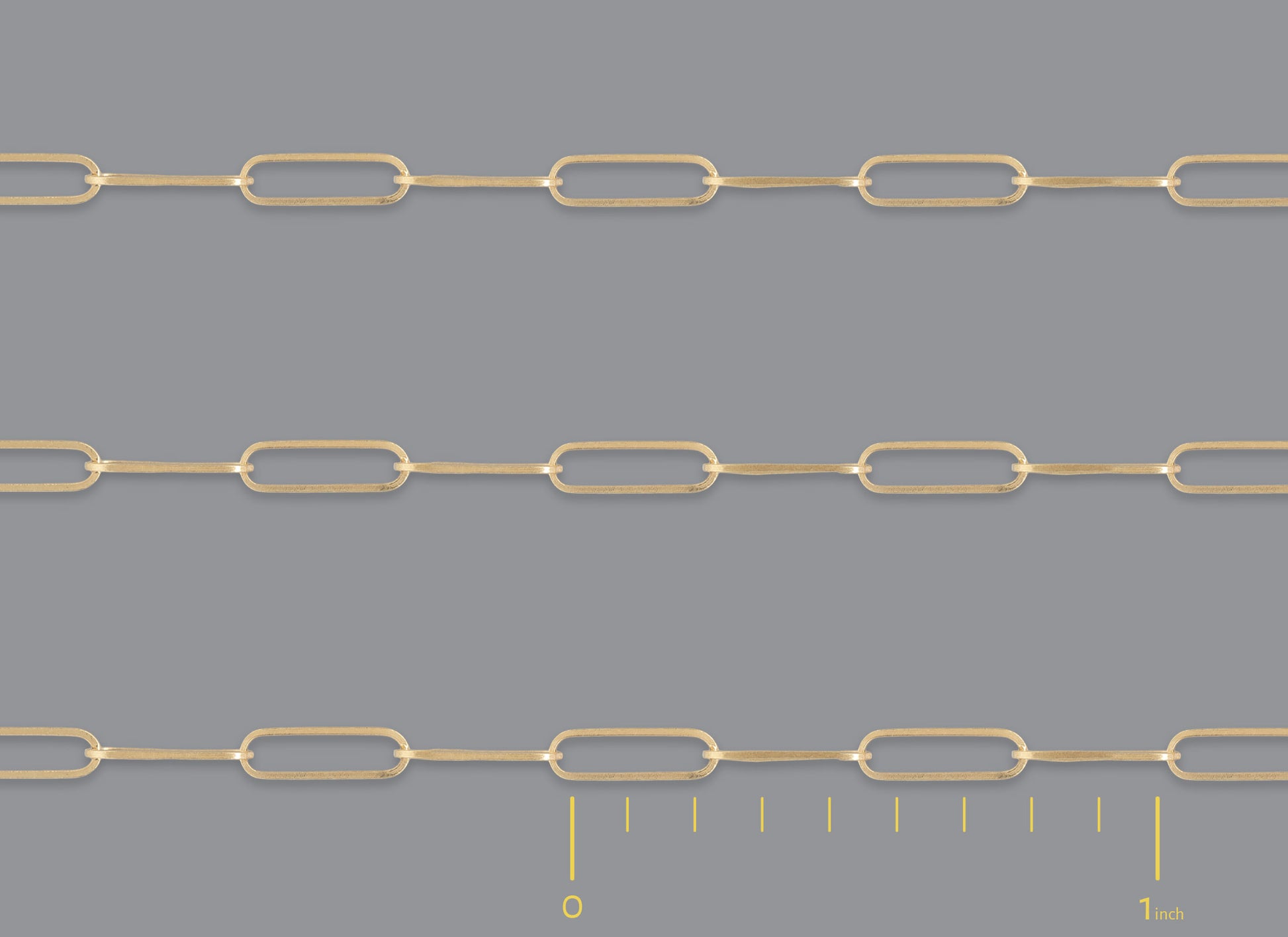 RIVA 2.1mm x 7.6mm paperclip chain By the Inch in recycled gold