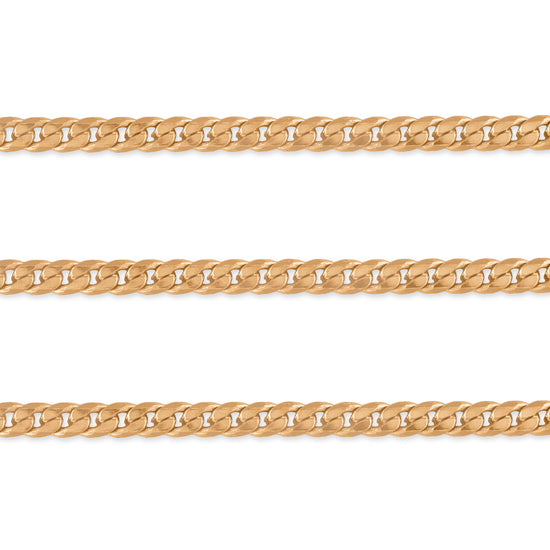 Gold-filled curb chain with 5.05mm x 4.02mm links, sold by the inch. Riva Precision