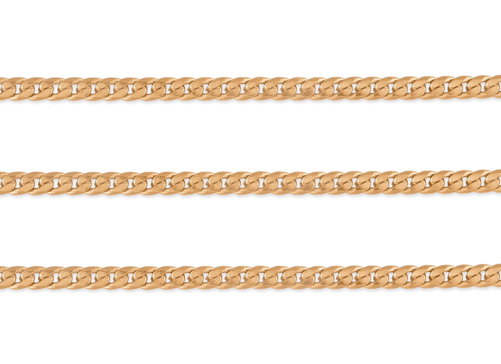 Gold-filled curb chain with 5.05mm x 4.02mm links, sold by the inch. Riva Precision